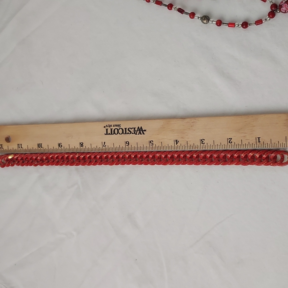 Chunky chain metal choker necklace red gold retro chain necklace unisex - Picture 12 of 16